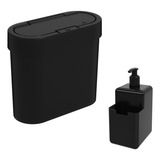 Kit Lixeira Flat E Dispenser Single Para Cozinha 2 8 Litros