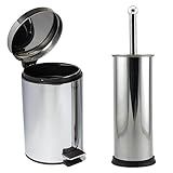 KIT LIXEIRA INOX 3 LTS COM PEDAL ESCOVA VASO SANITARIO PRIVADA BANHEIRO Escova De Limpar Vaso Sanitário Privada Aço Escovinha SANITARIA PARA LIMPEZA DE BANHEIRO SUPORTE EM INOX