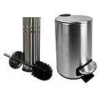 Kit Lixeira Inox 5 Litros Com Pedal E Balde Interno Removível Escova Sanitária Em Aço Inox Durabilidade Design Moderno Praticidade