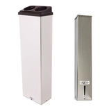Kit Lixeira Inox E Suporte Para Copo Descartavel Agua 15l