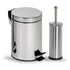 Kit Lixeira Inox Pedal Cesto De Lixo   Escova Sanitária Inox