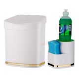 Kit Lixeira Organizador Para Detergente Dourado