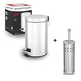 Kit Lixeira Redonda 5L Power Escova Sanitária Aço Inox