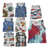Kit Lote 10 Camiseta Regata Menino Infantil Bebê