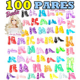 Kit Lote 100 Pares De Sapatos Para Boneca Barbie Sapatinhos