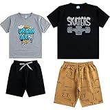 Kit Lote 2 Conjunto Roupa Infantil Infantil Juvenil Menino Masculino Bermudas E Camisetas Tamanhos 12