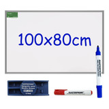 Kit Lousa Quadro Branco Moldura Aluminio 100x80cm Souza