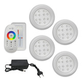 Kit Luminária Piscina 4 Superleds 18w Módulo Rgb Com Fonte Ry