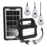 Kit Luminária Solar Led Lampião 3 Lâmpadas Lanterna Camping