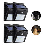 Kit Luminária Solar Luz Led Com Sensor Presença Automático