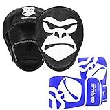 Kit Luva Bate Saco Pro Infantil Criança   Manopla De Foco Soco Treino Boxe MMA Muay Thai Gorilla  Azul 