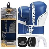 Kit Luva De Boxe E Muay Thai First FX1 Pretorian Azul Branco 14 Oz