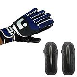 Kit Luva De Goleiro Par De Caneleira Sortida Adulto Azul M Barata
