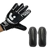 Kit Luva De Goleiro Par De Caneleira Sortida Adulto Preto M Barata