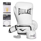 Kit Luva De Treino Everlast Core Branca Band bucal bolsa