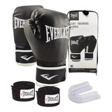 Kit Luva De Treino Everlast Core Preto Band bucal bolsa