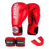 Kit Luva Fheras Boxe Muay Thai Protetor Bucal Bandagem