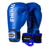 Kit Luva Fheras Boxe Muay Thai Protetor Bucal Bandagem