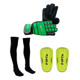 Kit Luva Goleiro Meião Caneleira Infantil