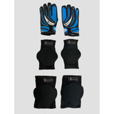 Kit Luva Para Goleiro Joelheira E Cotoveleira Infantil