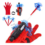 Kit Luva Spider Lança Teia Lançador De Dardos Aranha Criança
