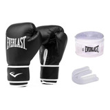 Kit Luvas Treino Boxe Muay Thai Core Bandagem Bucal Everlast