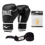 Kit Luvas Treino Boxe Muay Thai Everlast Core Training Preto