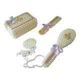 Kit Luxo C pente escova Custumizado Em Pérolas Para Bebê