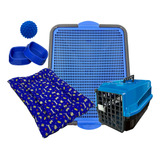 Kit Luxo Caminha Transporte Casinha Plástica Para Cães Peq