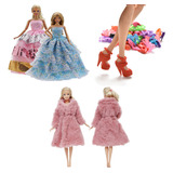 Kit Luxo De Roupa Boneca Vestidos Casaco Sapatos Qualidade