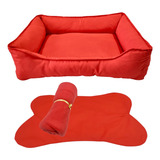 Kit Luxo Manta Pet Cama 40 X 35 Retangular Tapete Comedouro