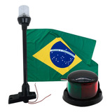 Kit Luz De Navegação Bicolor Com Mastro E Bandeira Oficial