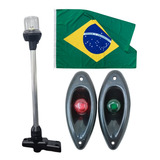 Kit Luz De Navegação Led Olho De Tubarão Cinza Mastro Ba
