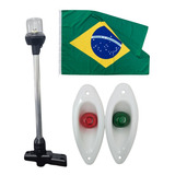 Kit Luz De Navegação Led Olho De Tubarão Mastro E Bandeira