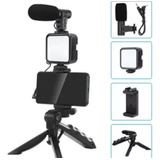 Kit Luz Led Tripé Microfone Gravação Vídeo Blogueira Celular