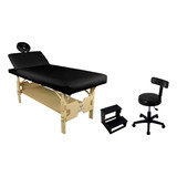 Kit Maca 3 Posições Reclinavel Mocho Slim Escada 2 Degraus Para Estética Massagem Tatuador Clinicas Cor Preto