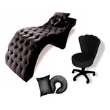 Kit Maca 60cm P Estética Almofadas Mocho Veludo Preto
