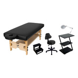 Kit Maca De Massagem Escada Mocho Carrinho Aux Z Lupa Cor Preto Salus