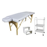 Kit Maca Dobravel Portatil Fixa Carrinho 3p Escada Estetica