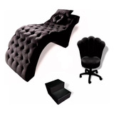 Kit Maca Estética 60cm Cadeira Mocho Luxury Escada Preto