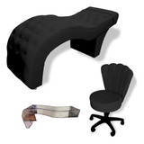 Kit Maca Estética Luxo 60 Cm Cadeira Mocho Capa V Preto