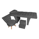 Kit Maca Estética Reta Com Mocho E Escadinha 70 Cm Cinza