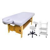 Kit Maca Para Estética Massagem Assento Com Encosto Carrinho