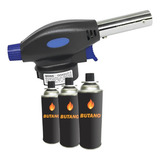 Kit Maçarico Culinário Portátil Profissional 3 Refis Ultra