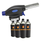 Kit Maçarico Culinário Portátil Profissional 4 Refis Ultra