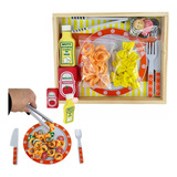 Kit Macarrão Brinquedo Comidinha Educativo Montessori Madeir