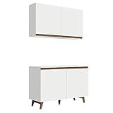 Kit Madesa Reims 120 Cm Com Armário Aéreo E Balcão Gabinete De Pia Branco