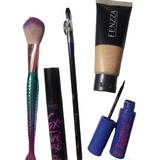 Kit Make Completa Base Máscara Cílios Rímel Pincel Lápis