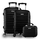 Kit Mala Bordo Viagem Frasqueira Bagagem De Mão Padrão ANAC ABS Rígido Roda 360 Preto 