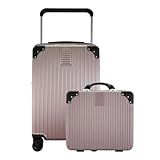Kit Mala De Bordo Gladiador Wide E1 ABS 10kg TSA Com Frasqueira Rose Gold
